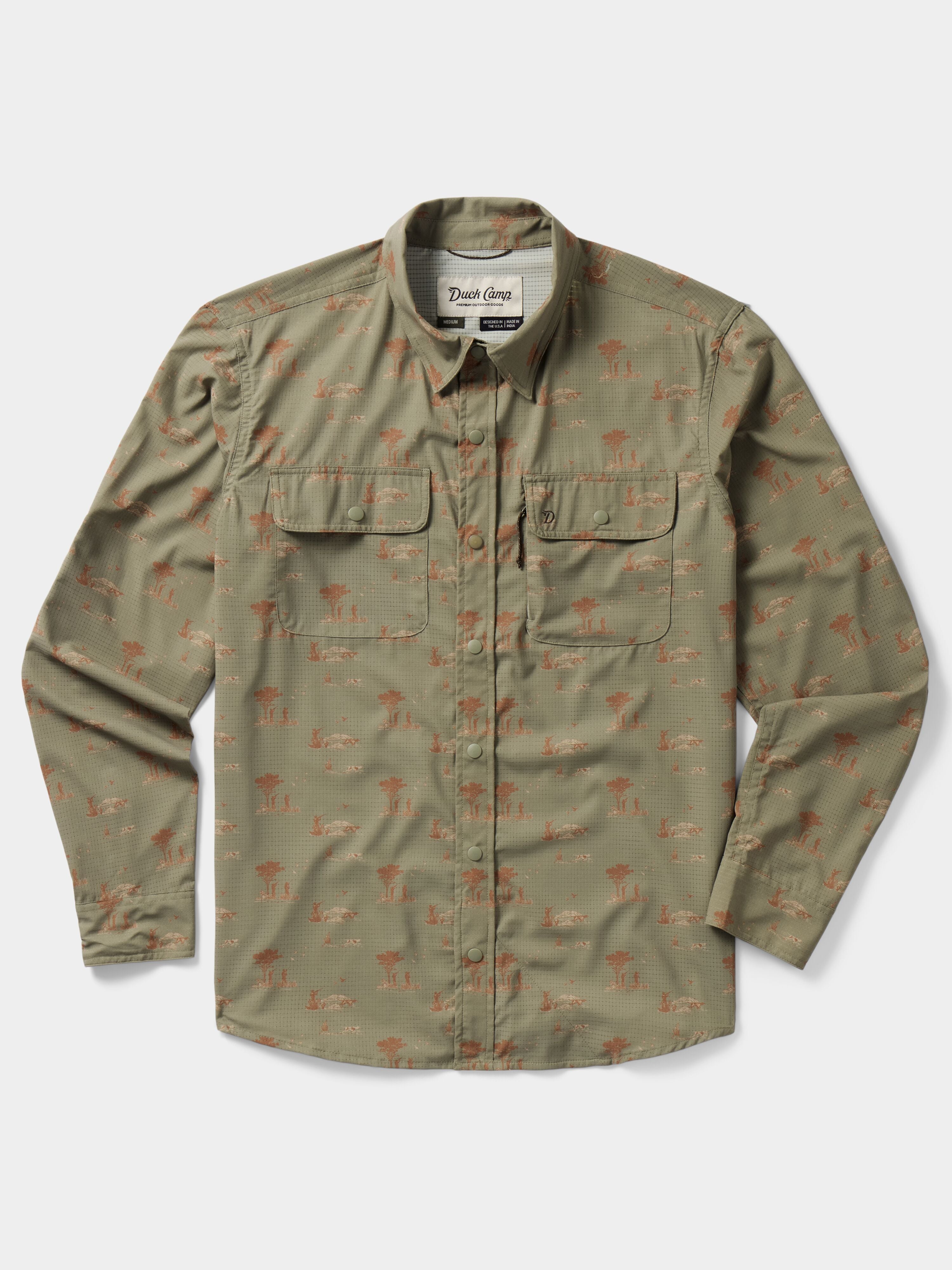 Men's Cast & Blast Perforated Shirt - Long Sleeve - Opening Day Sagebrush