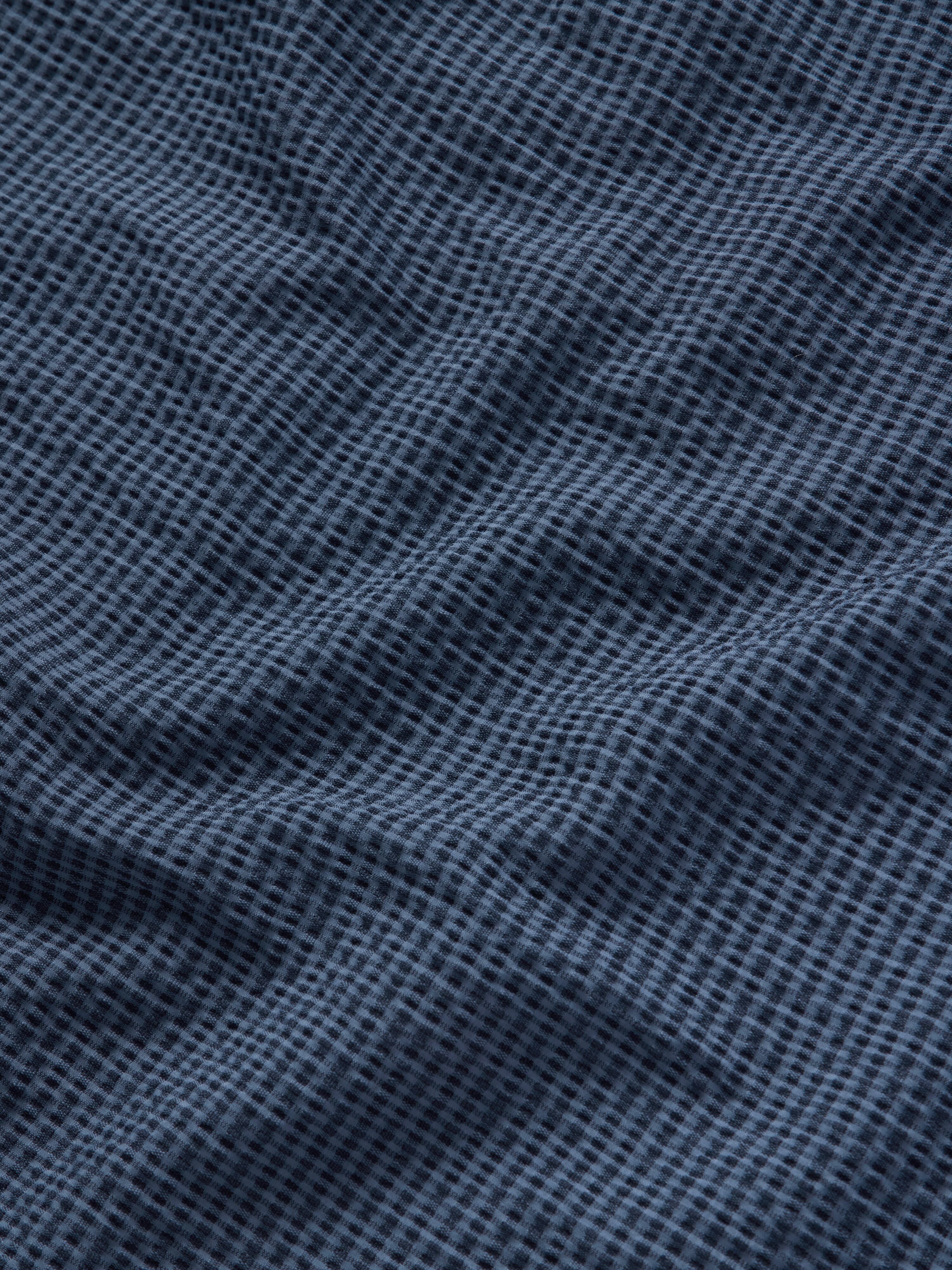 M's Coastal Seersucker Shirt Short Sleeve - Navy Blue